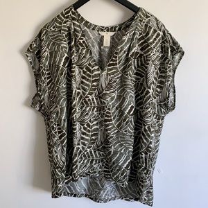 H&M Tropical Leaf, Short-Sleeved Top